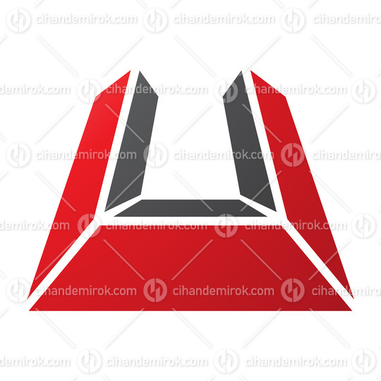 Red and Black Letter U Icon in Perspective