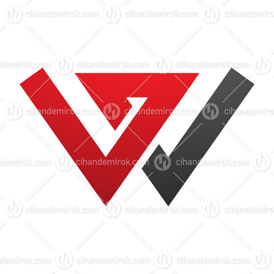 Red and Black Letter W Icon with Intersecting Lines