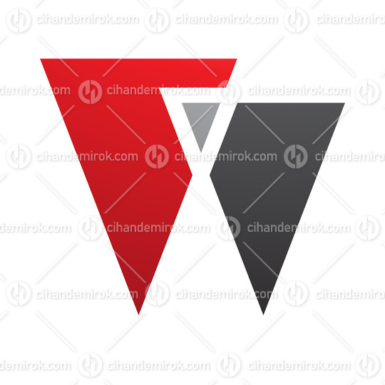 Red and Black Letter W Icon with Triangles