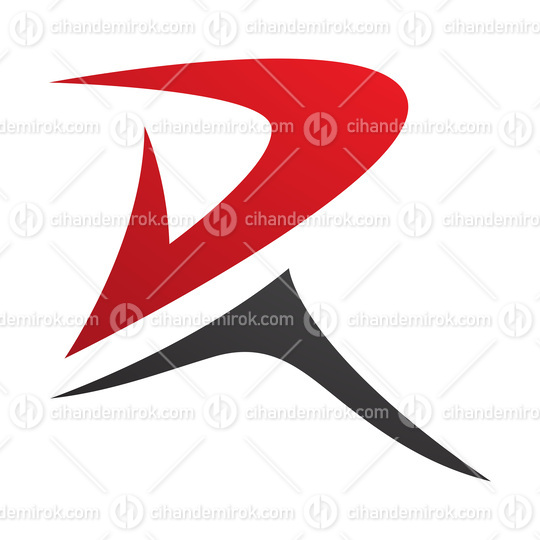 Red and Black Pointy Tipped Letter R Icon