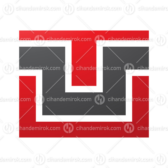 Red and Black Rectangle Shaped Letter U Icon