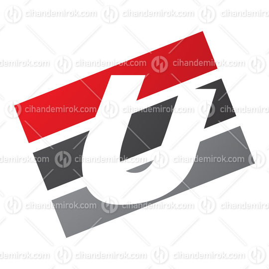 Red and Black Rectangular Shaped Letter U Icon