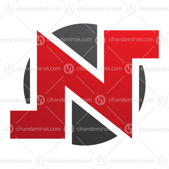 Red and Black Round Bold Letter N Icon