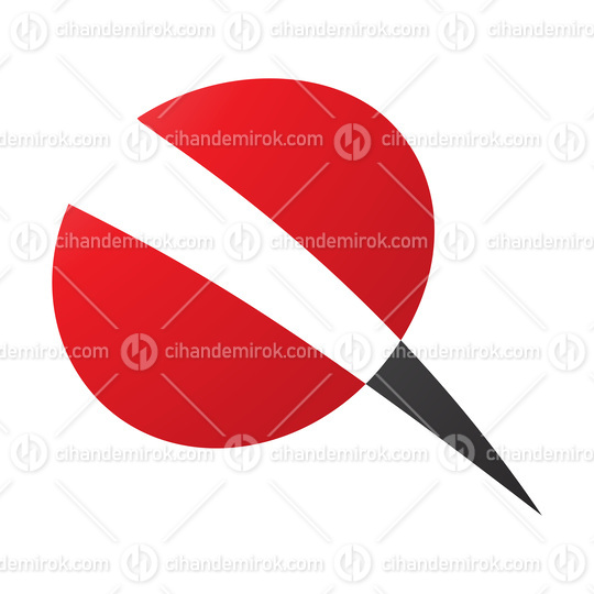 Red and Black Screw Shaped Letter Q Icon