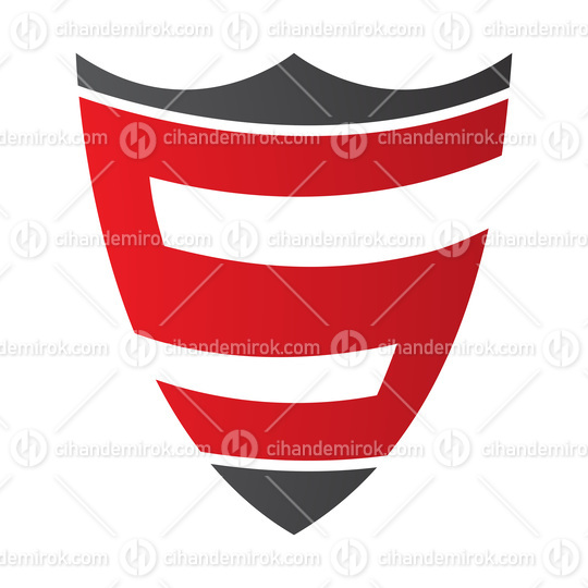 Red and Black Shield Shaped Letter S Icon