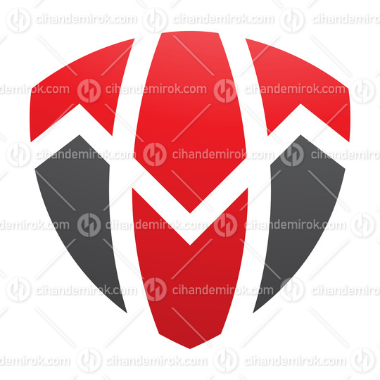 Red and Black Shield Shaped Letter T Icon