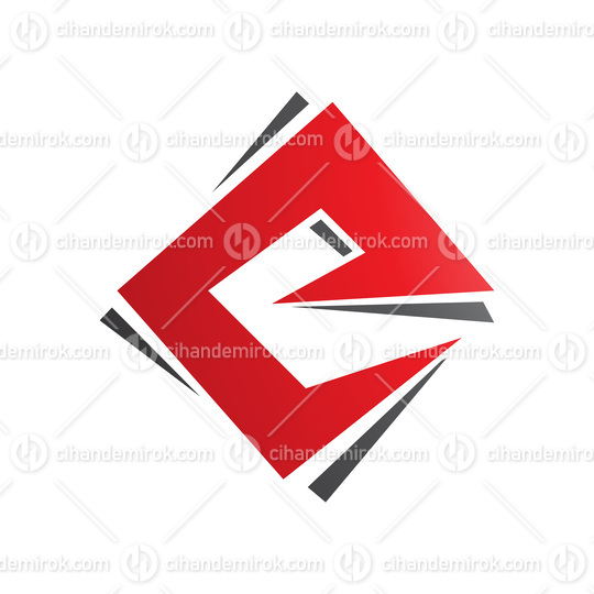 Red and Black Square Diamond Letter E Icon