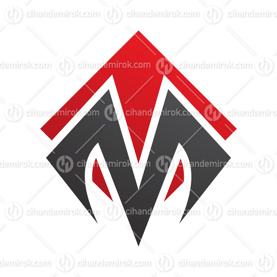 Red and Black Square Diamond Shaped Letter M Icon