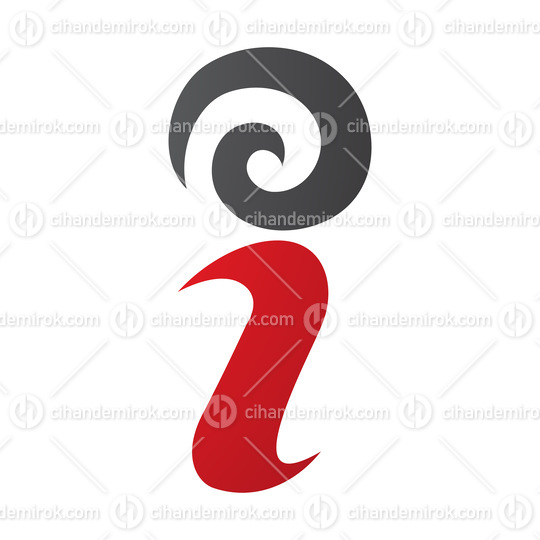 Red and Black Swirly Letter I Icon