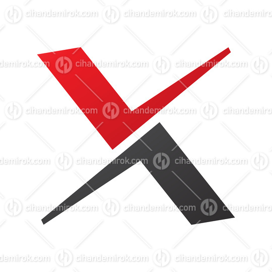 Red and Black Tick Shaped Letter X Icon