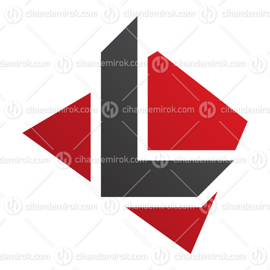 Red and Black Trapezium Shaped Letter L Icon