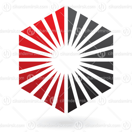 Red and Black Triangular Shapes Forming a Hexagon