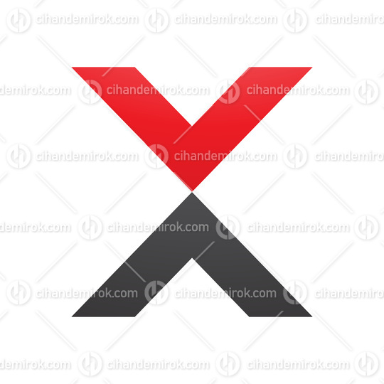 Red and Black V Shaped Letter X Icon