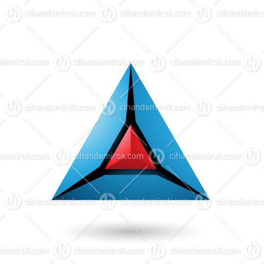 Red and Blue 3d Pyramid Icon Vector Illustration