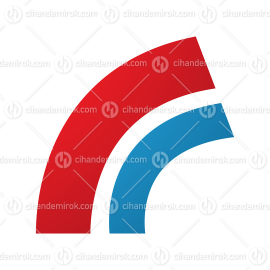 Red and Blue Arc Shaped Letter R Icon