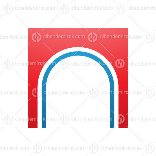 Red and Blue Arch Shaped Letter N Icon