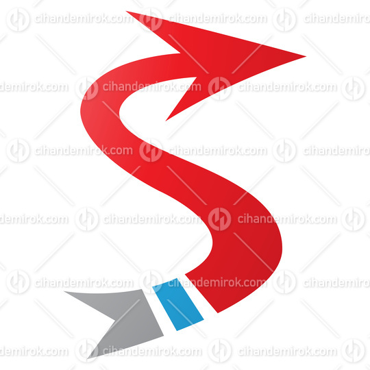 Red and Blue Arrow Shaped Letter S Icon