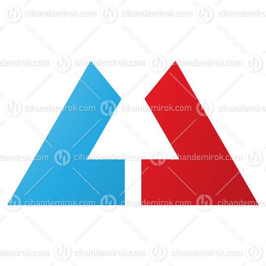Red and Blue Bold Letter U Icon with Straight Lines