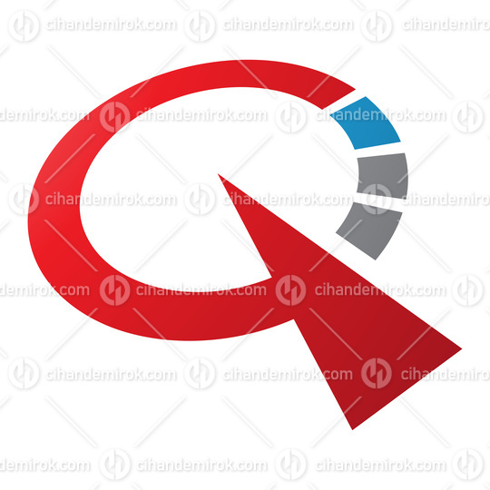 Red and Blue Clock Shaped Letter Q Icon