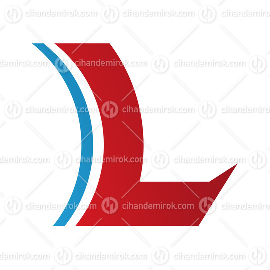 Red and Blue Concave Lens Shaped Letter L Icon