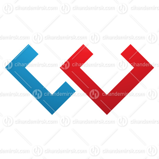 Red and Blue Cornered Shaped Letter W Icon