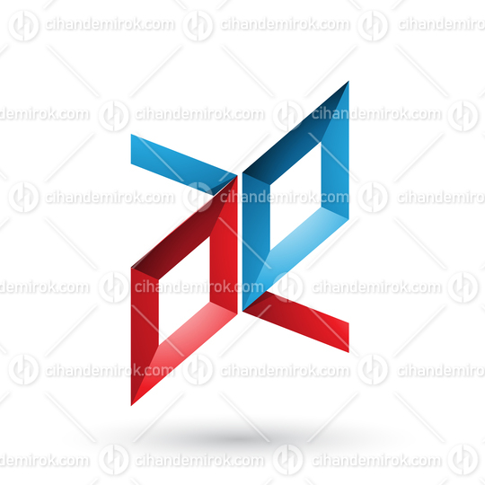 Red and Blue Frame Like Letters of A and E Vector Illustration