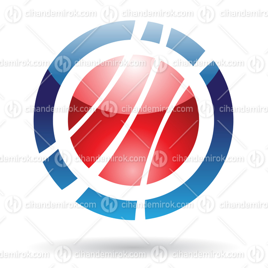 Red and Blue Glossy Orbit Like Abstract Logo Icon