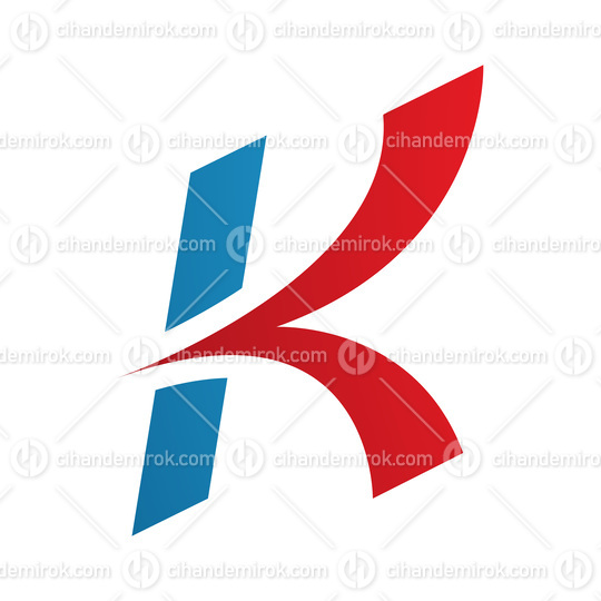 Red and Blue Italic Arrow Shaped Letter K Icon