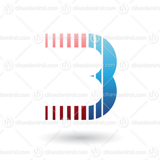 Red and Blue Letter B Icon with Vertical Stripes