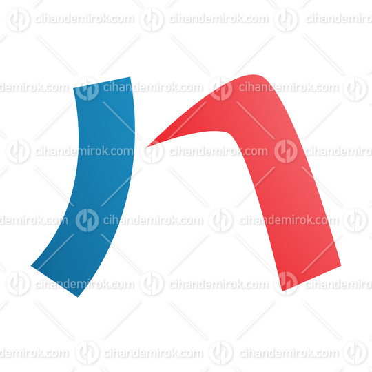 Red and Blue Letter N Icon with a Curved Rectangle
