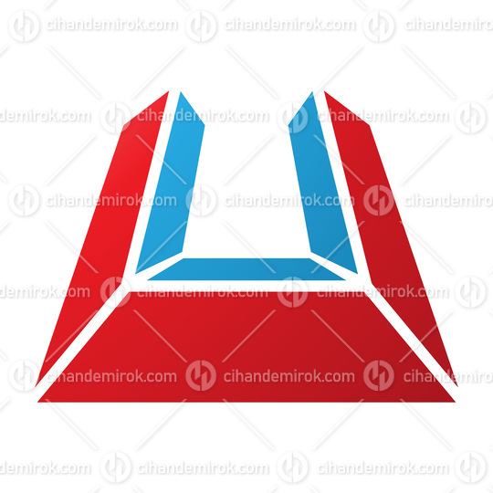 Red and Blue Letter U Icon in Perspective