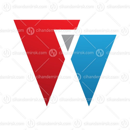 Red and Blue Letter W Icon with Triangles