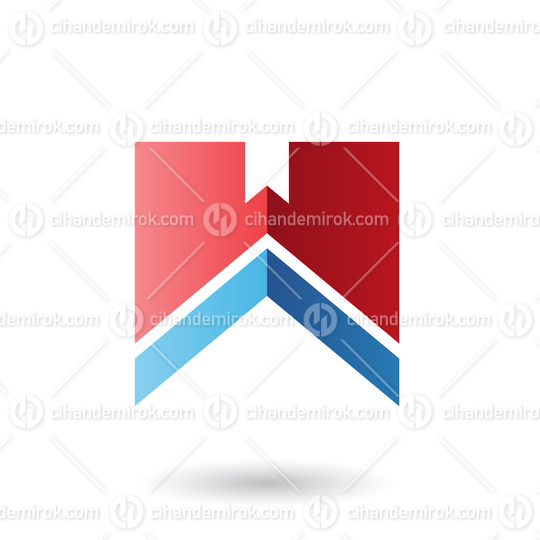 Red and Blue Letter W with a Thick Stripe Vector Illustration