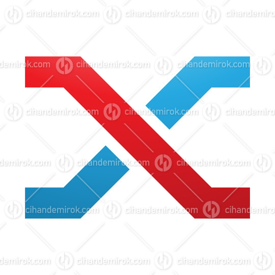 Red and Blue Letter X Icon with Crossing Lines