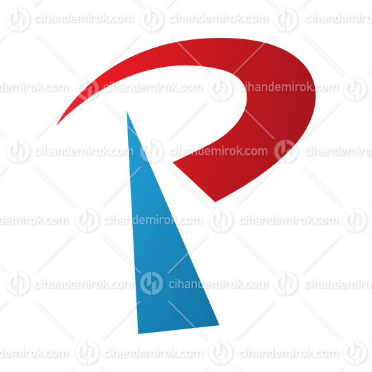Red and Blue Radio Tower Shaped Letter P Icon