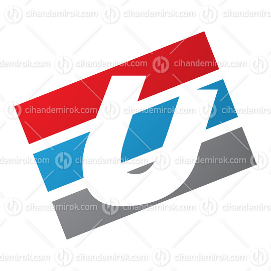 Red and Blue Rectangular Shaped Letter U Icon
