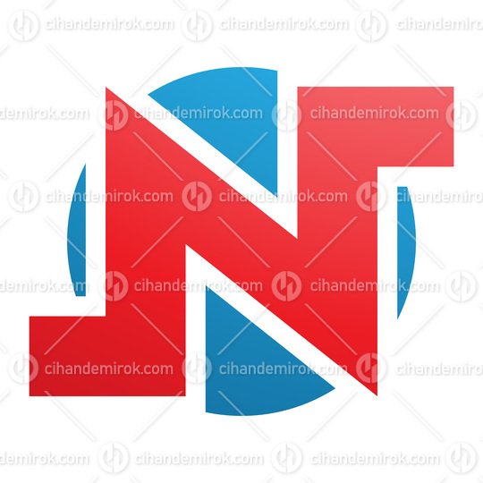 Red and Blue Round Bold Letter N Icon