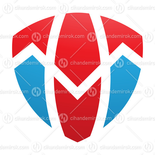Red and Blue Shield Shaped Letter T Icon