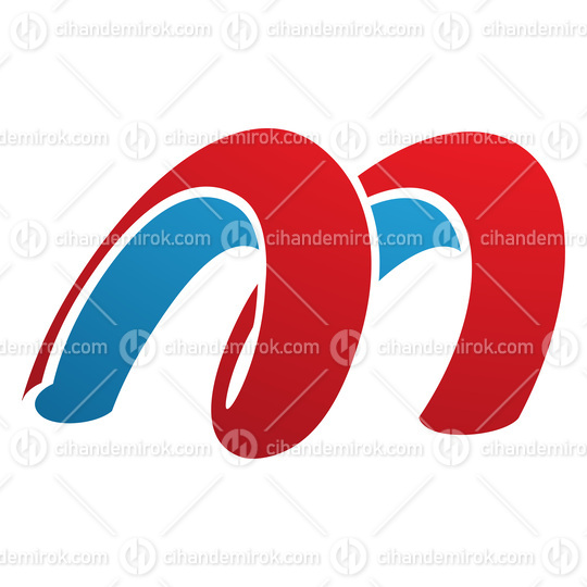 Red and Blue Spring Shaped Letter M Icon