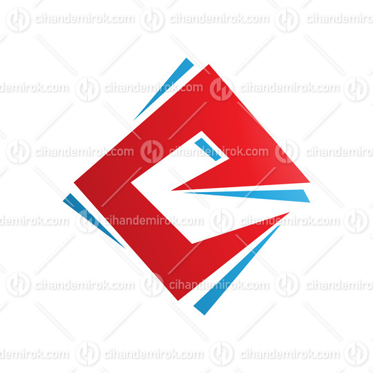 Red and Blue Square Diamond Letter E Icon