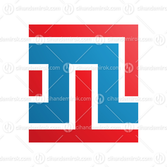 Red and Blue Square Shaped Letter N Icon