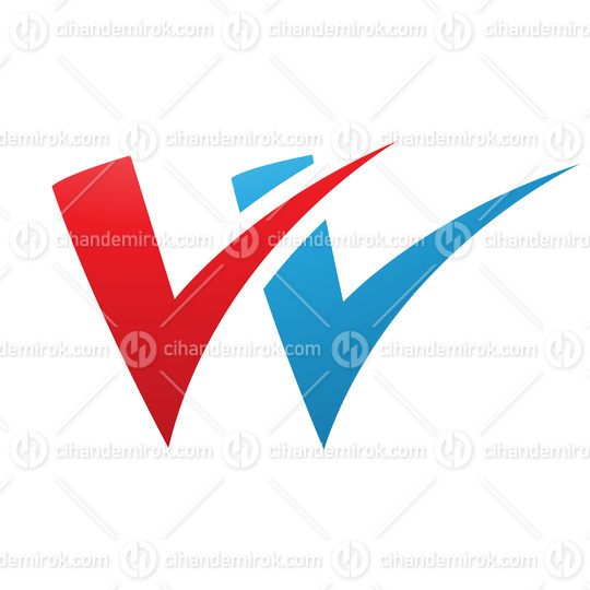 Red and Blue Tick Shaped Letter W Icon