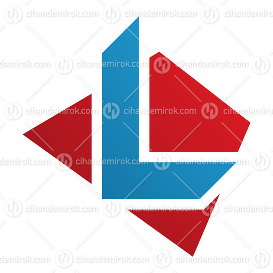 Red and Blue Trapezium Shaped Letter L Icon