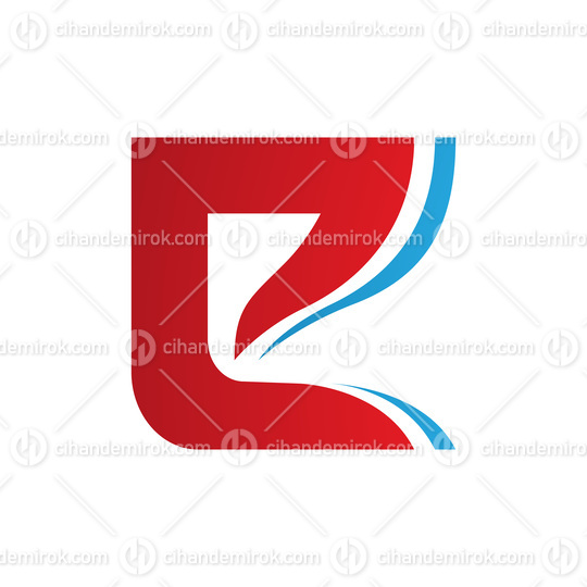 Red and Blue Wavy Layered Letter E Icon