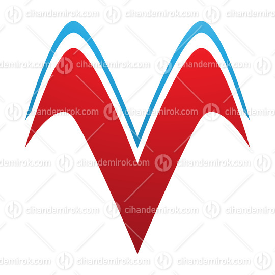 Red and Blue Wing Shaped Letter V Icon