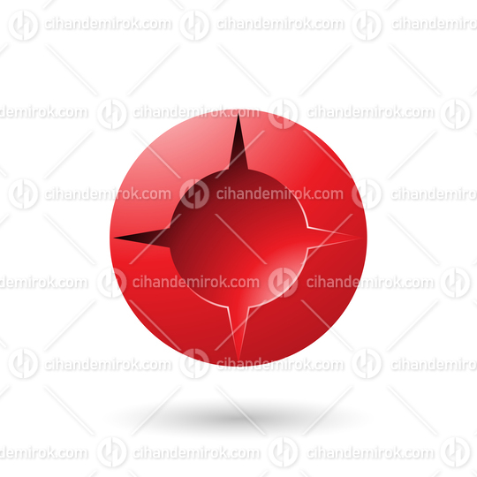 Red and Bold Shaded Round Icon Vector Illustration
