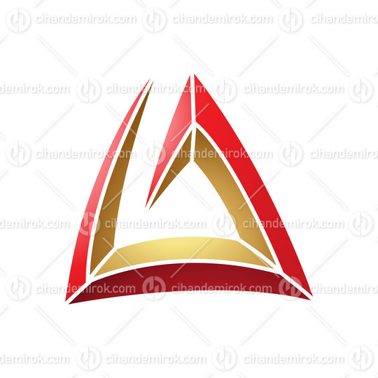 Red and Gold Triangular Spiral Letter A Icon