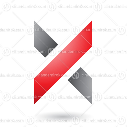 Red and Grey Thick Shaded Letter X Vector Illustration