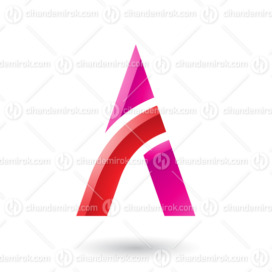 Red and Magenta Letter A with a Bowed Stick Vector Illustration