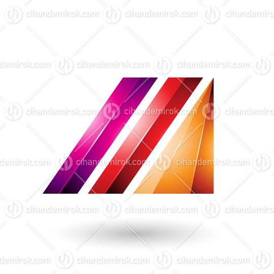Red and Magenta Letter M of Glossy Diagonal Bars